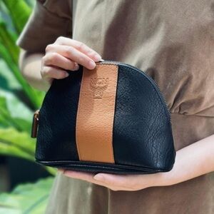 New original MCM Black and Brown Leather Pouch, makeup pouch, modern stylish